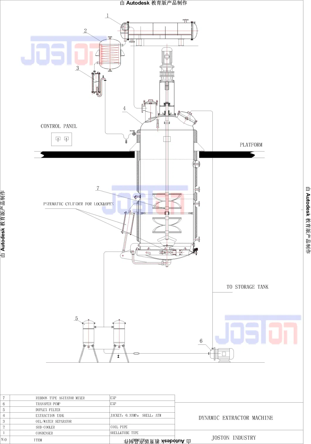 Joston Double Jacket Dynamic Hemp Solvent Percolator Extractor Extract Extraction Tank